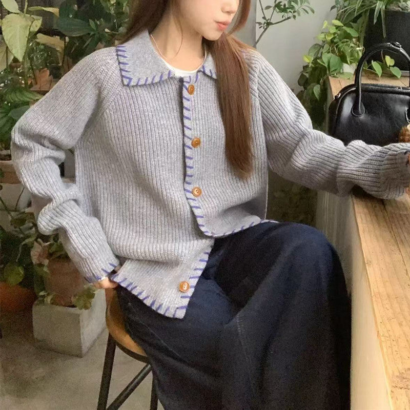 Cropped Knit Cardigan Sweater