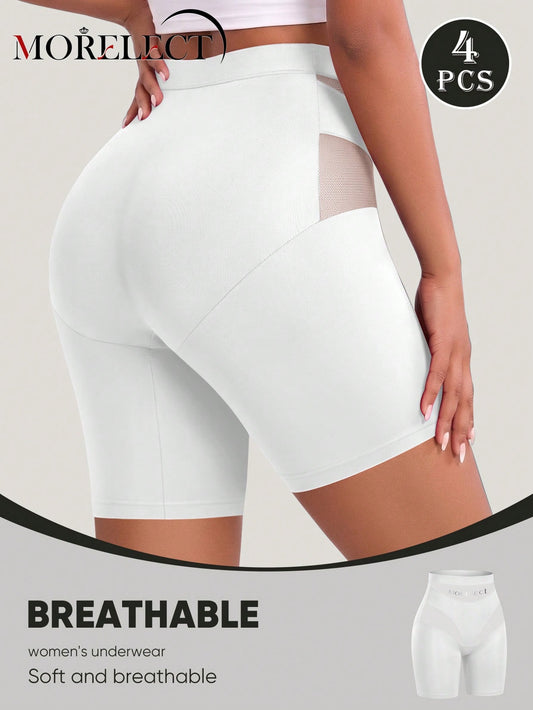 Women's High Waist Tummy Control Boxer Briefs — 4 Pack Lace Mesh Shaping Underwear