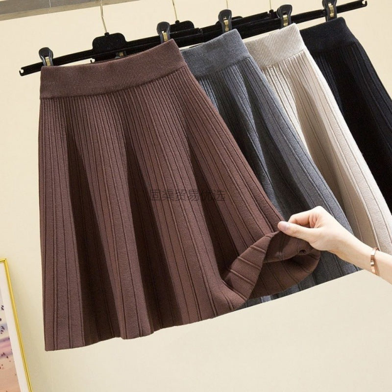 Knitted Umbrella Skirt - High Waist