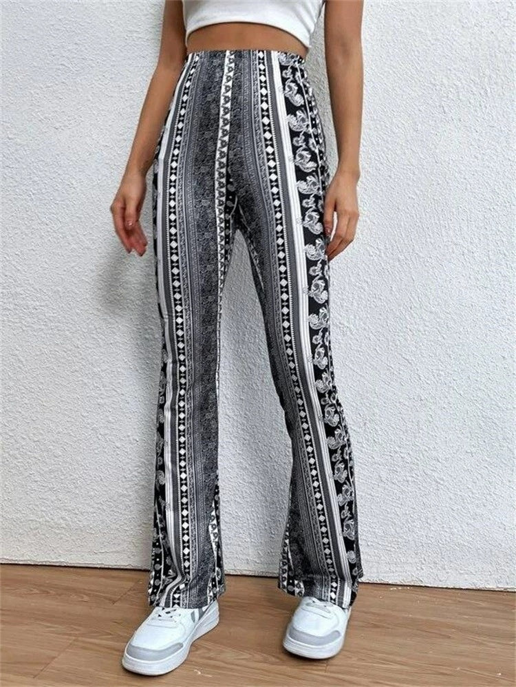 High Elastic Print Tight Pants