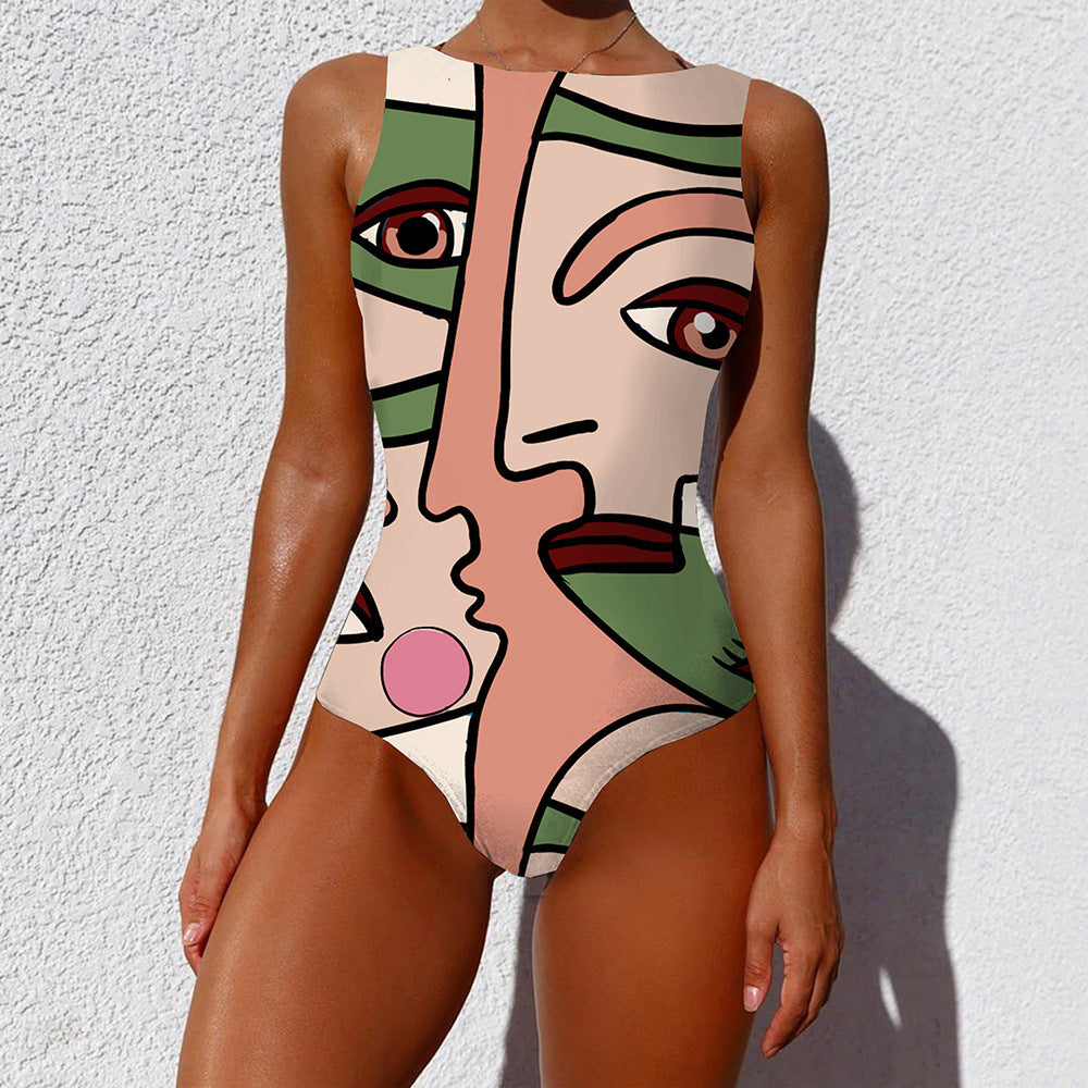 Vintage-Print One-Piece Swimsuit