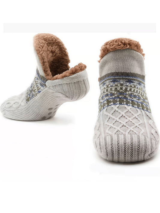 1 Pair Thick Warm Indoor Non,Slip Floor Socks, Unisex Winter Thermal Socks, Cozy Socks - Multicolor