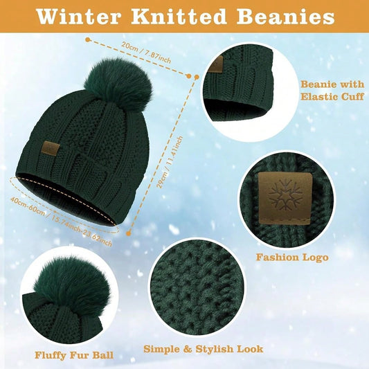 Women's 3-piece winter beanie scarf and gloves set