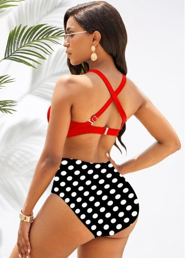 Women's High Waist Nylon Solid Color Swimsuit Bikini