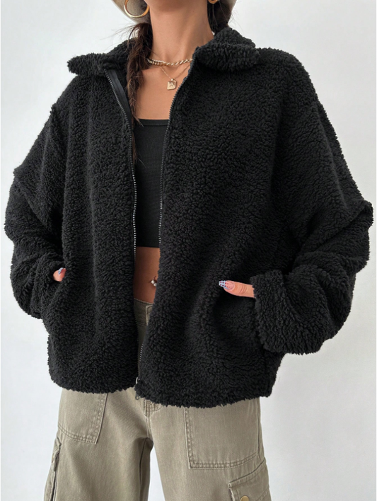 Teddy Fleece Drop Shoulder Jacket