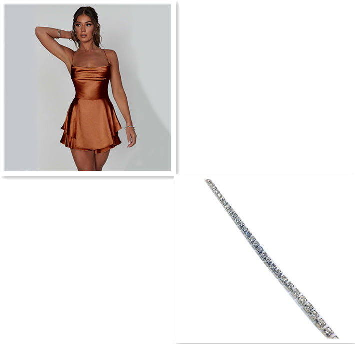 Satin Backless Suspender Mini Dress