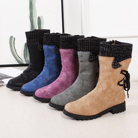 Women Mid-Calf Winter Snow Boots - Warm Flat Boots