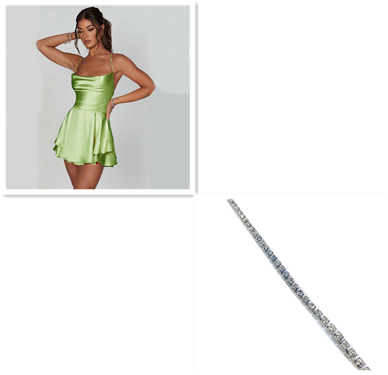 Satin Backless Suspender Mini Dress