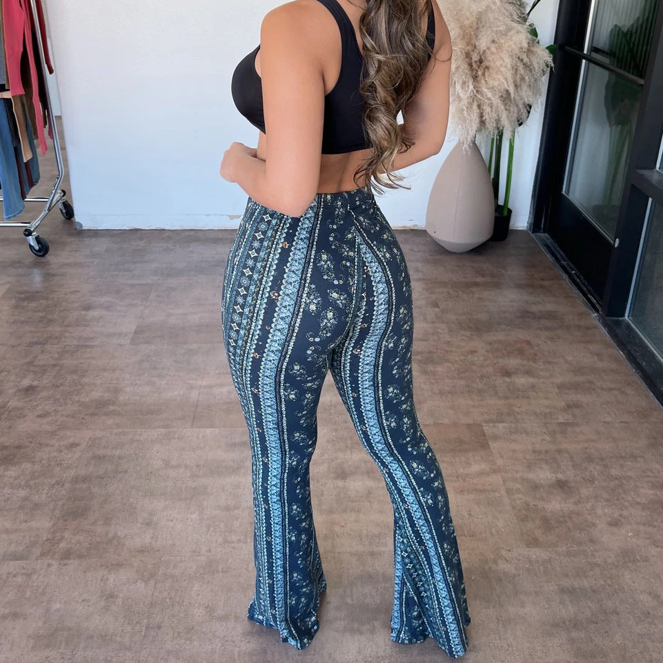 High Elastic Print Tight Pants