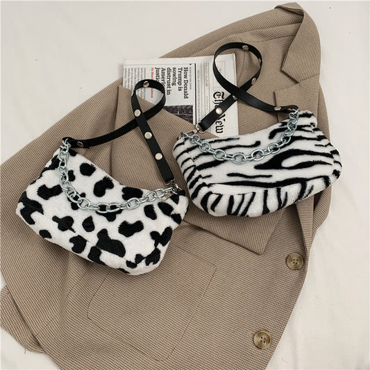 Leopard Print Plush Crossbody Bag