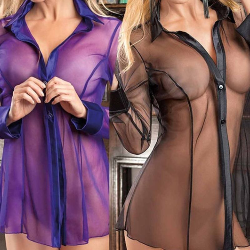 Ladies Flirting See-Through Mesh Pajamas