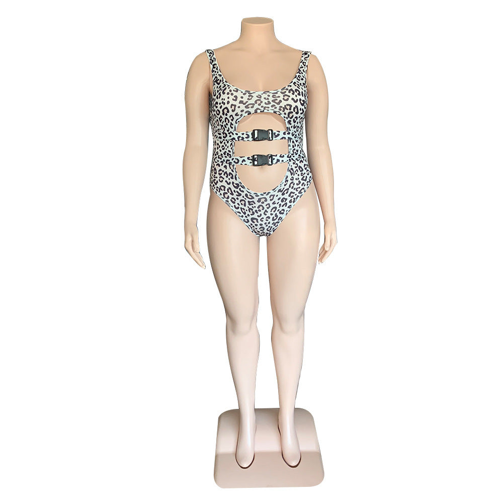 Leopard Bikini Fat Woman Beach Belt Swimsuit